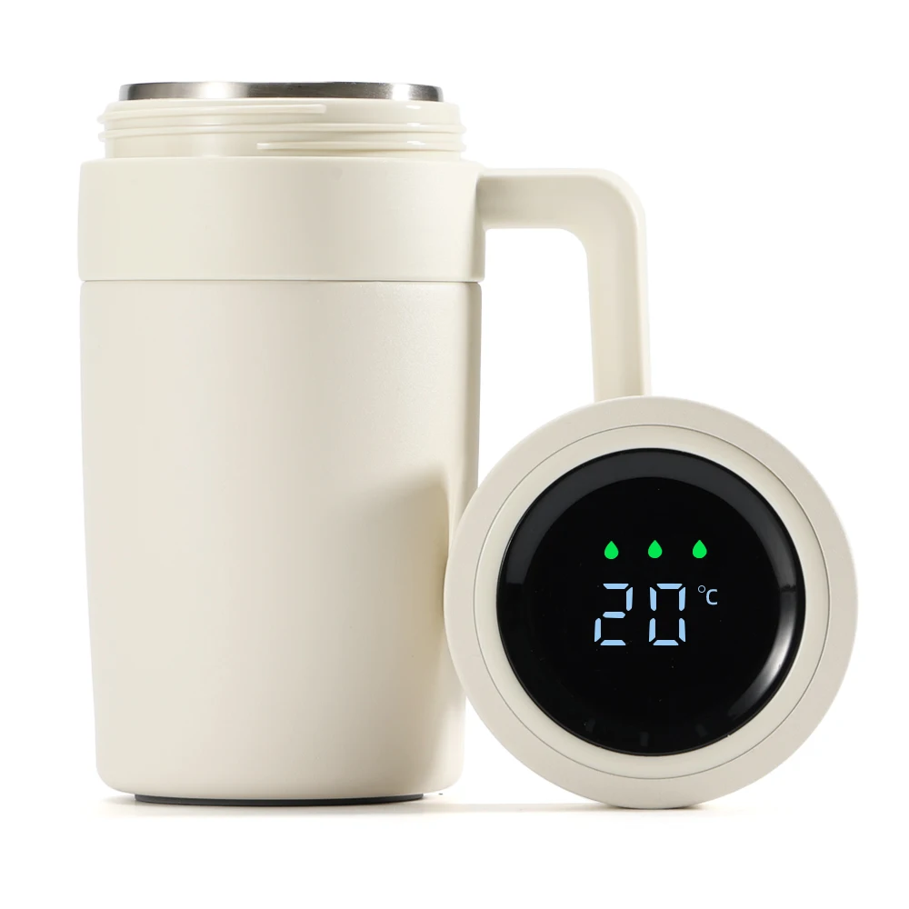 480ml New LED Temperature Display Tumbler With Handle Stainless Steel Office Insulation