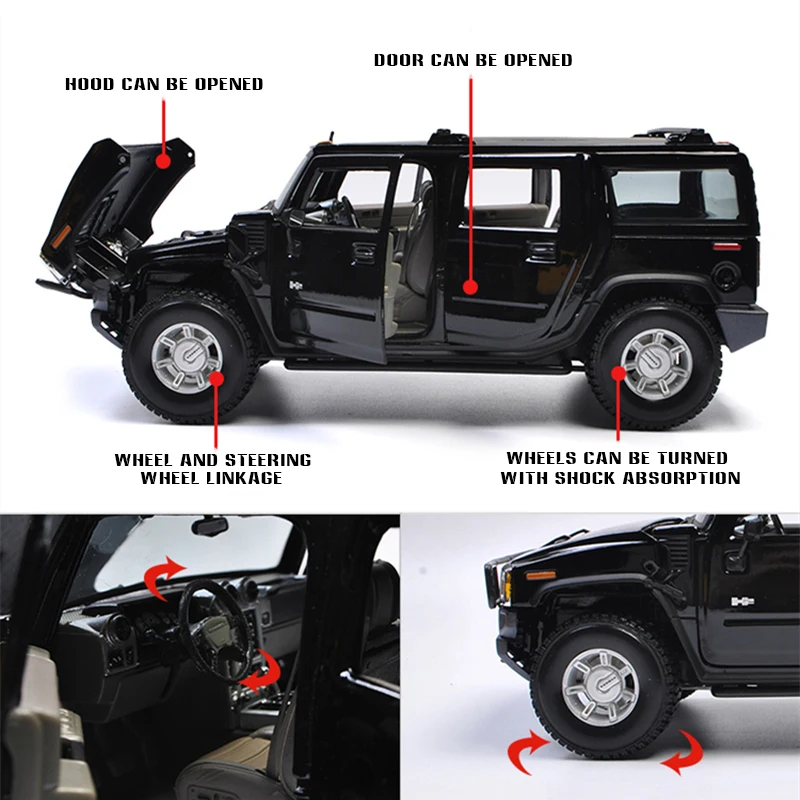 Maisto 1:18 New Hummer H2 SUV H1 Jeep alloy car model simulation car decoration collection gift toy Die casting model boy toy