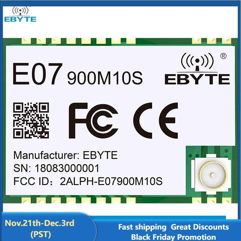 CC1101 Wireless RF Module 868Mhz 915Mhz E07-900M10S IPEX/Stamp Hole Antenna Long Range 1.5km SMD Package SPI Wireless Module