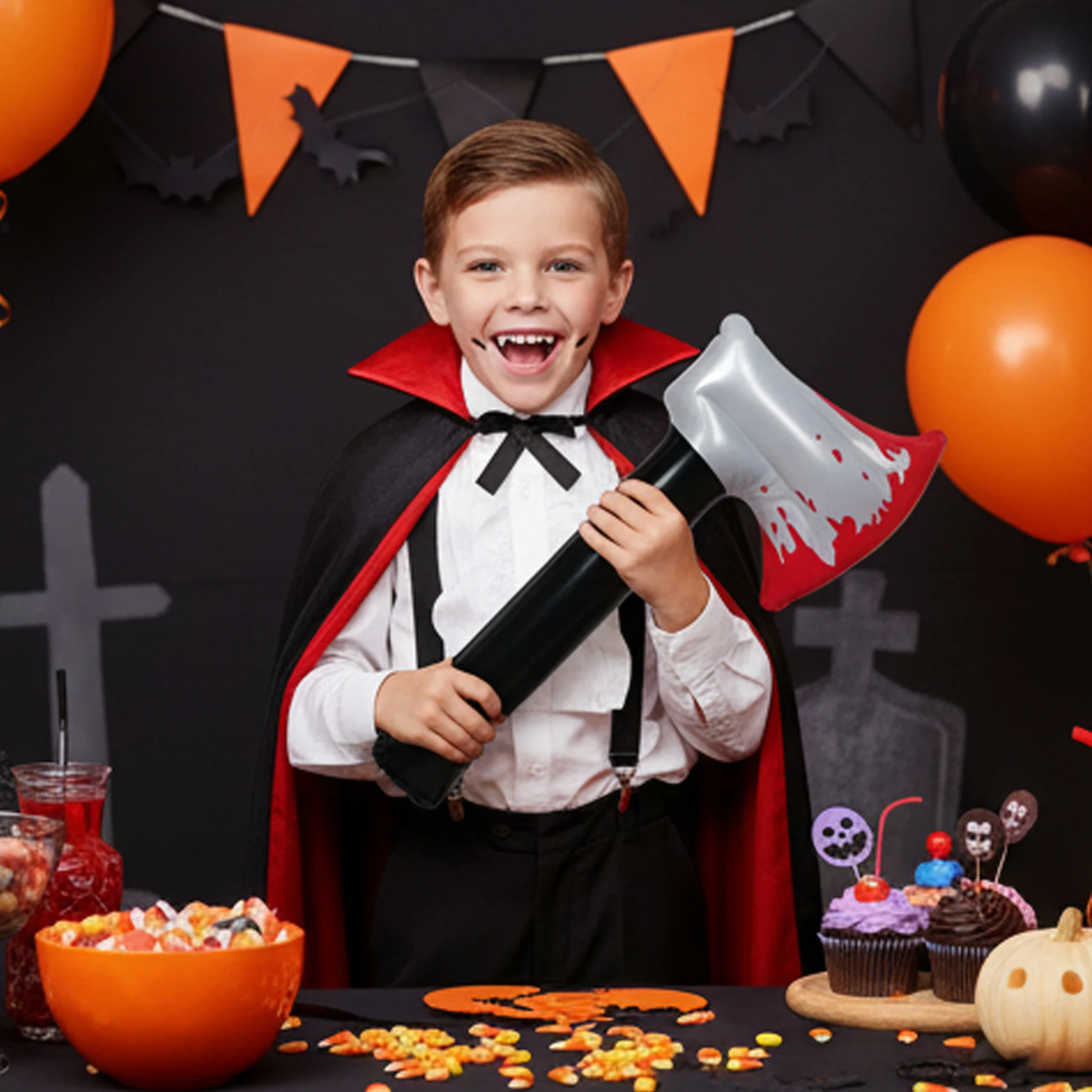 

Halloween Decoration Props Simulated Bloody Axe Machete Inflatable Props Horror Chamber Haunted House Decoration Supplies 1pc