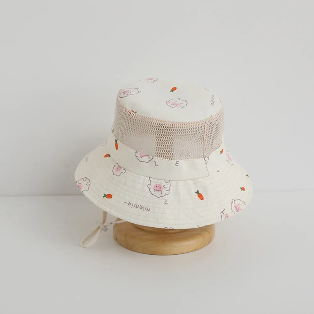 

New UV Protection Bucket Hat Soft Mesh Thin Mesh Cap Cartoon Animal Sun Hat Baby Boy Girl