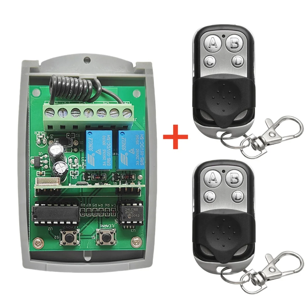 Universal Garage Door Remote Control 433.92mhz Receiver + Transmitter + Antenna Replacement 433MHz Gate Door Opener Controller