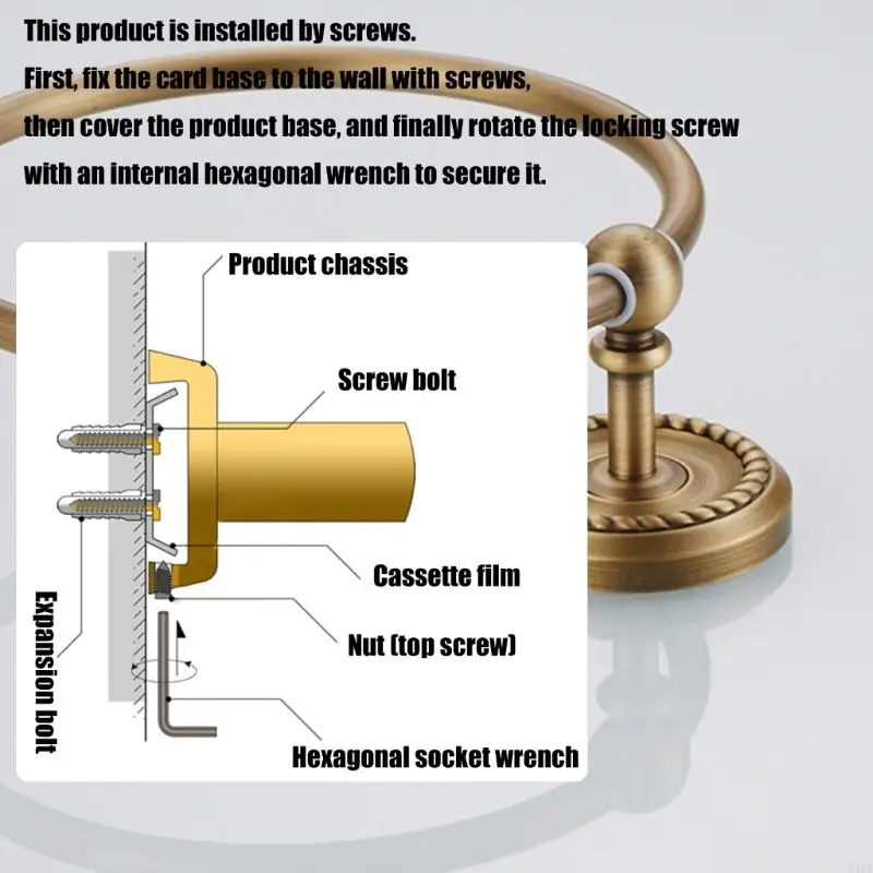 

24BA круглая вешалка для полотенец для ванной комнаты, украшение, настенный держатель для полотенец для рук, винтажные медные