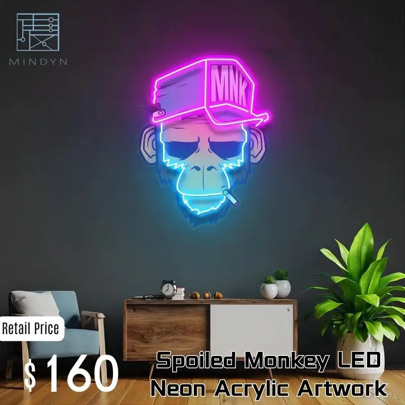 

Custom Neon Sign Light Spoiled Monkey Room Decoration Wall Art Business Signboard UV Print Acrylic Artwork