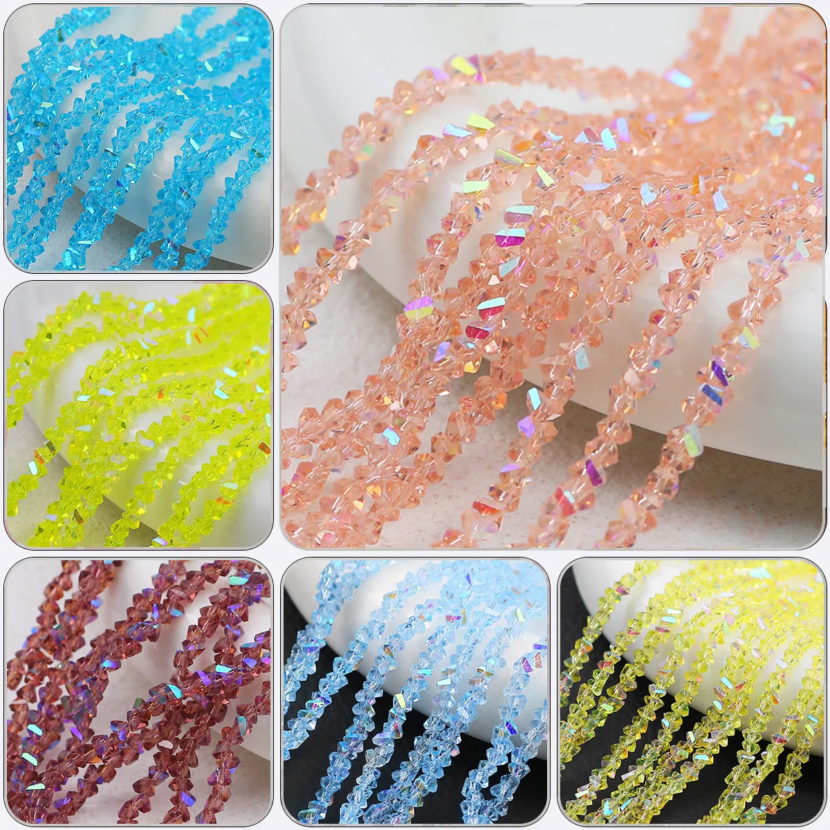 3mm Translucent High Shine Triangle Crystal Beads Glass Spacer Loose Beads For Jewelry Making Bracelet DIY Earrings Accessories