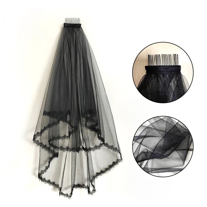 

Black simple short double-layer face covering hair Decoration veils фата для невесты
