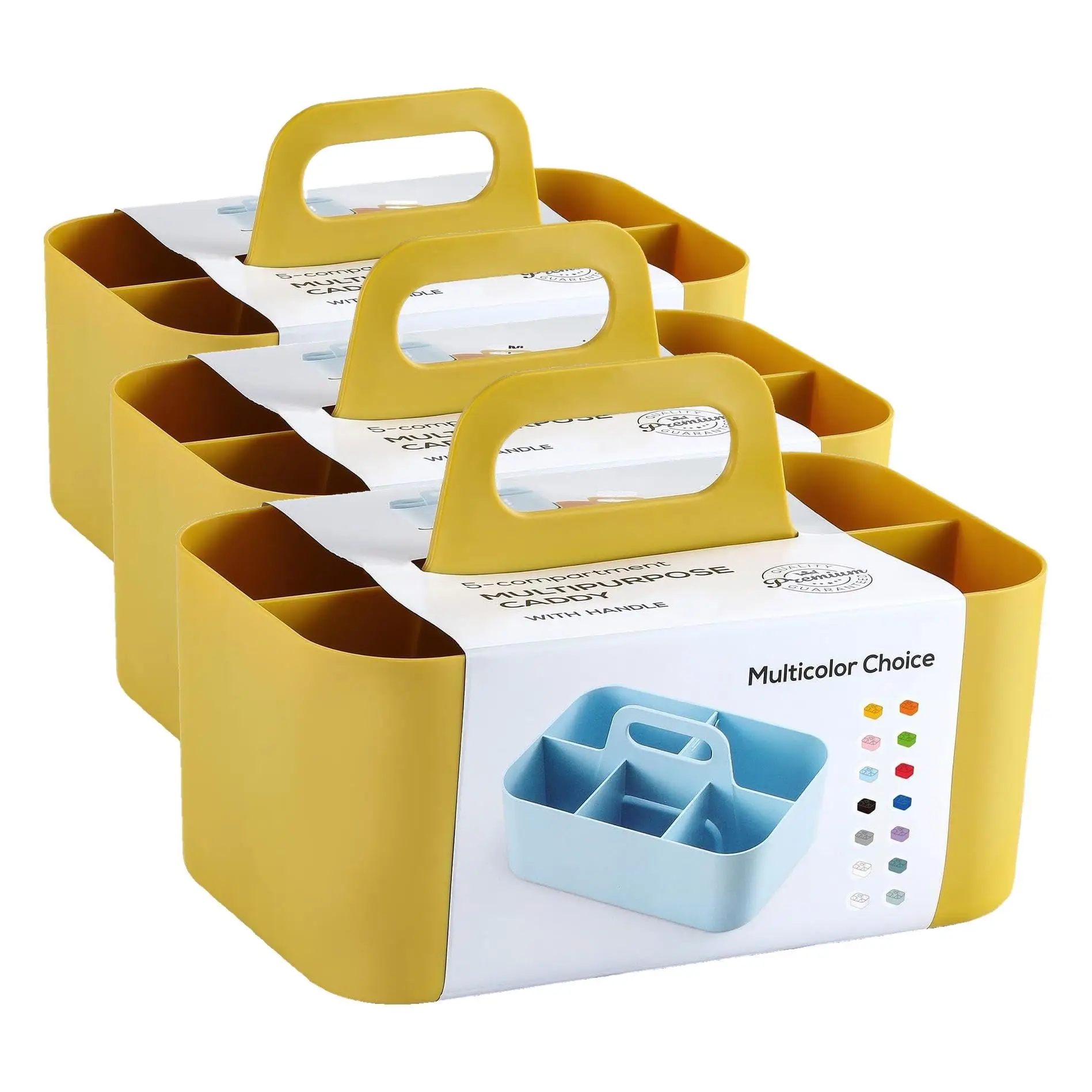

5-Compartment Multipurpose Caddy With Handle Stackable Plastic Organizer For Art Craft Makeup Bathroom Kitchen Office