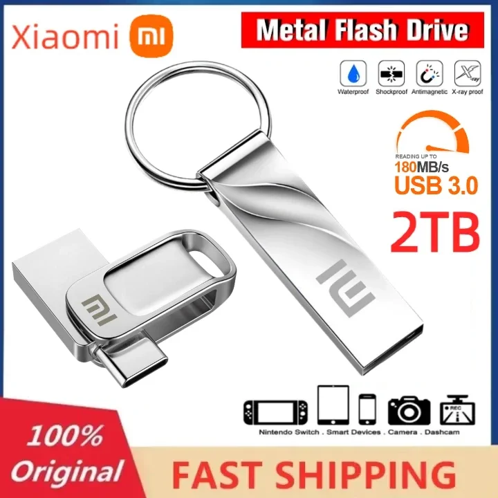 샤오미 펜 드라이브 USB 스틱 메모리 디스크, 2TB USB3.0 플래시 드라이브, 1TB 펜 드라이브, PC 노트북 차량용 정품 U 드라이브 메모리 플래시 디스크