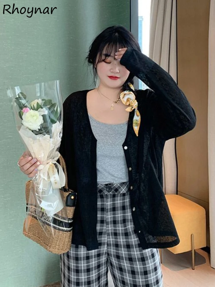 

Solid Cardigan Women Sun-proof Thin Loose Spring Korean Style All-match Design Elegant Fashion Minimalist Ladies Casual Daily