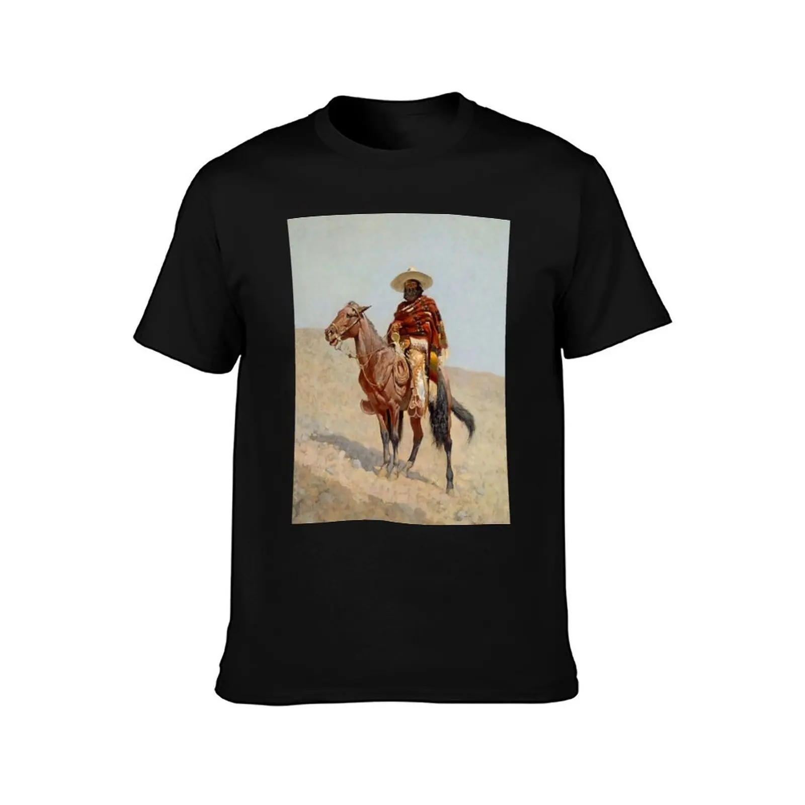 “Mexican Vaquero Horseman” by Frederick Remington T-Shirt Simple Casual Short Sleeve Tee
