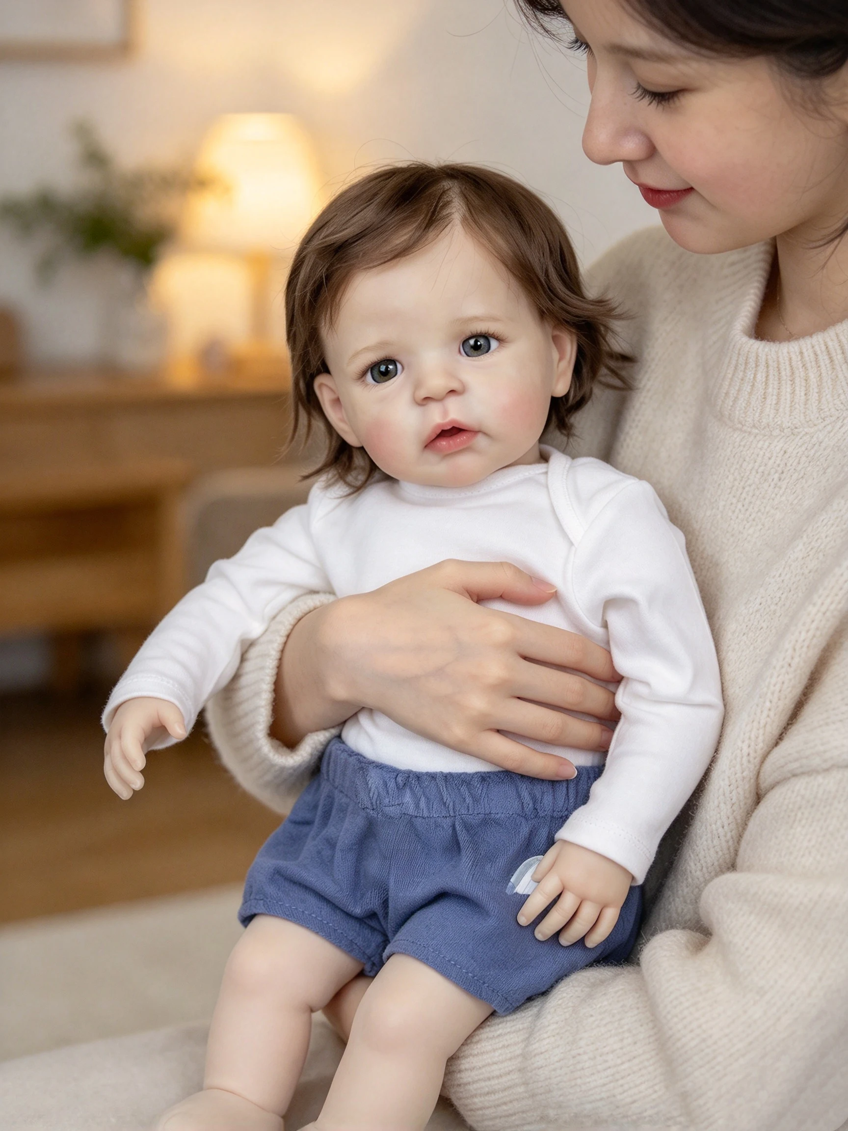 24Inch Soft Cotton Body Finished Doll Toddler Reborn Sandie Lifelike Soft Touch Multiple Layers Painting 3D Skin for Gift