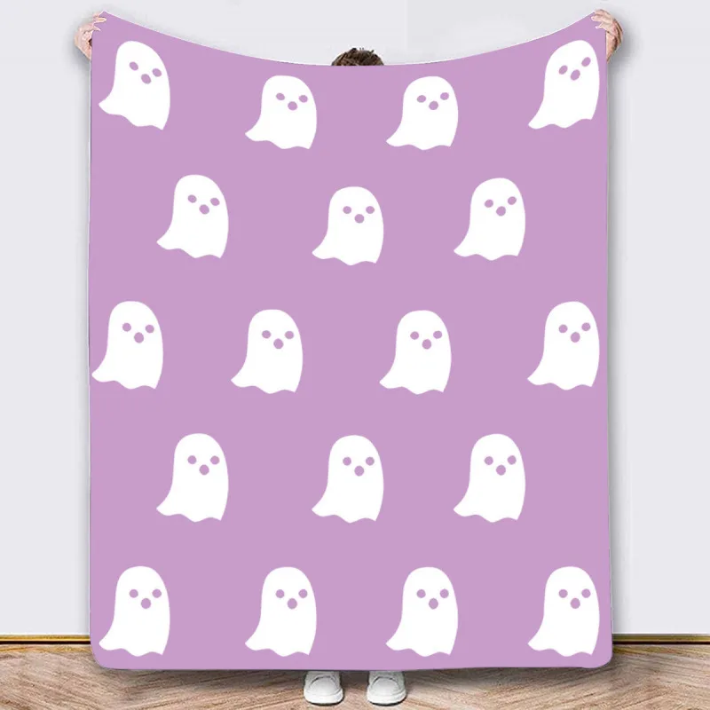 Halloween Series Throw Blanket Cute Multiple Patterns Pumpkin Ghost Bat Flannel Blanket Soft Warm Home Holiday Decor Gift