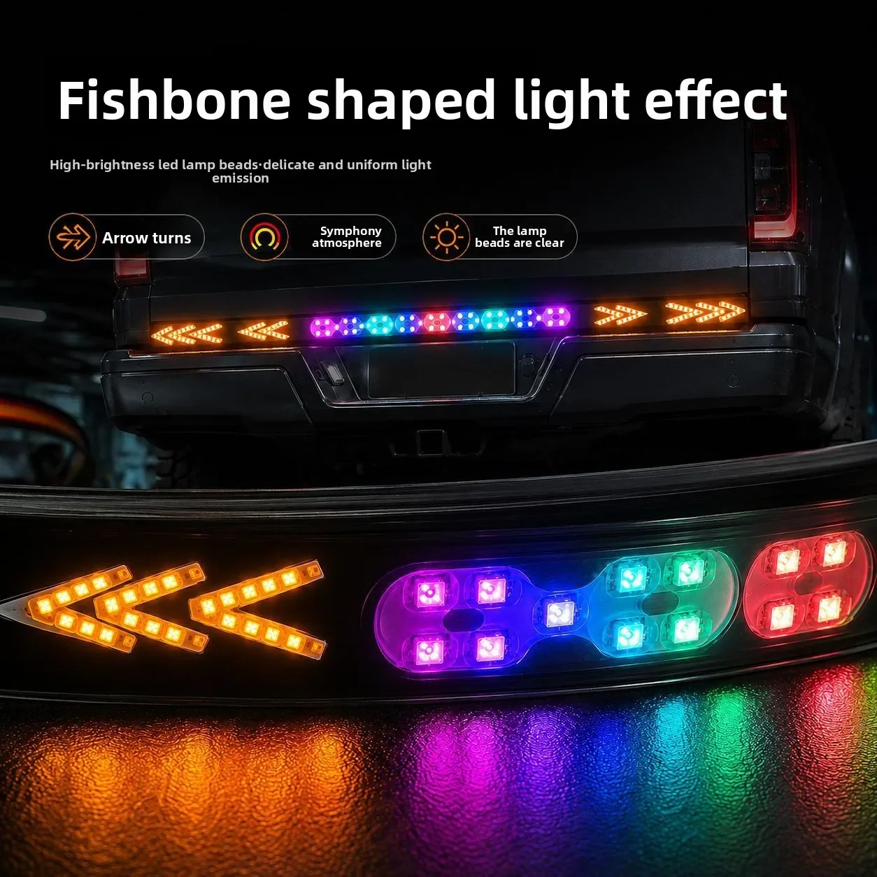 LED RGB Flowing Tail Light Strip Universal Car Truck Turn Signal Brake Reverse Dynamic Streamer Rear Warning Decorative Lamp
