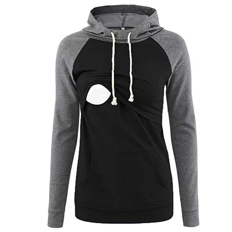 Maternity Sweatshirt Women Nursing Maternity Long Sleeves Hooded Breastfeeding Hoodie Pregnant Women Long Sleeve Hooded Sweater