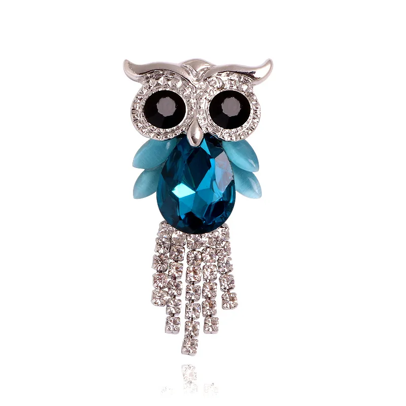 Elegant Rhinestone Owl Brooches For Women Man Clothes Suit Party Office Metal Brooch Pins For Backpack Accessories Jewelry Gifts