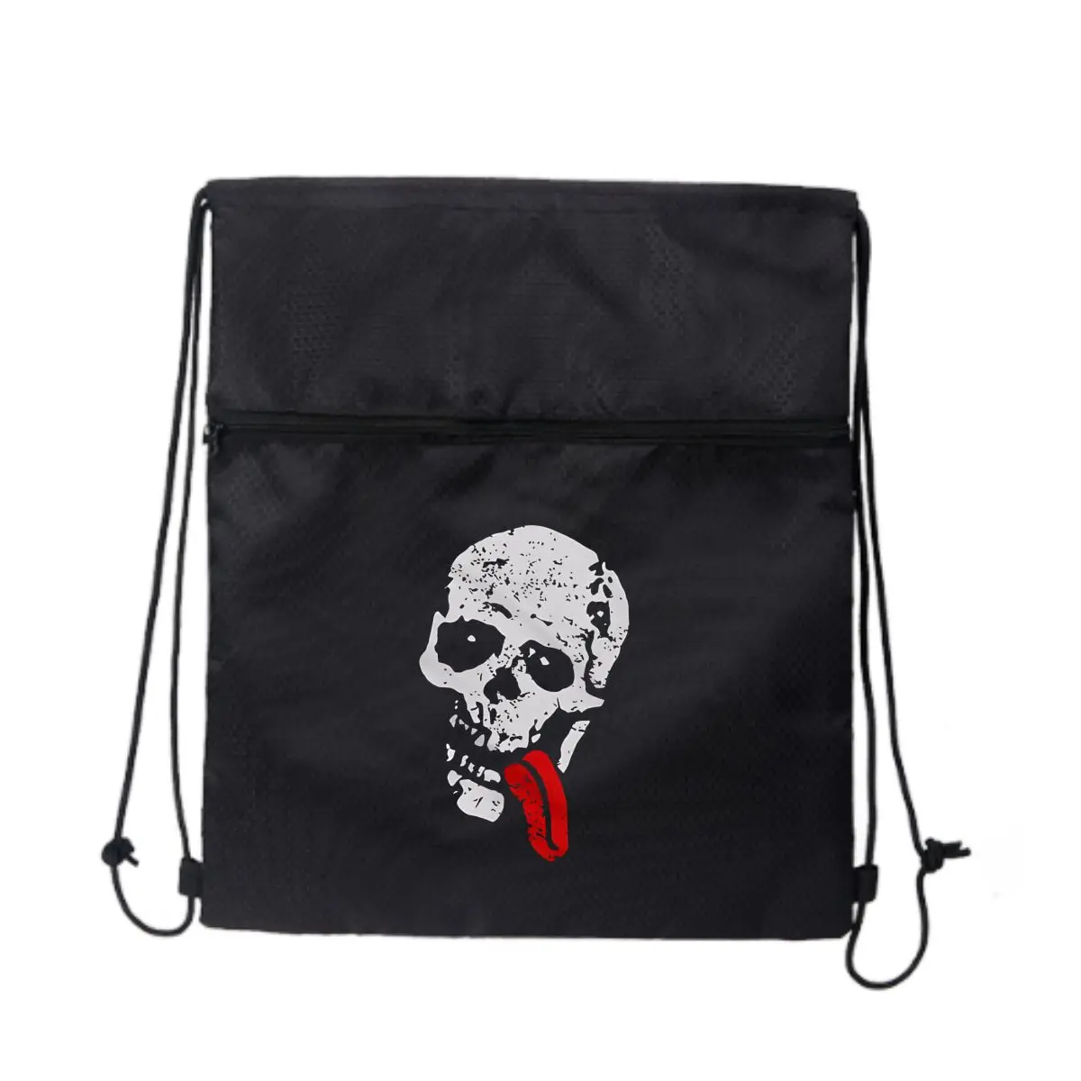 

Череп с красным языком Модный рюкзак на шнурке Портативный дорожный рюкзак