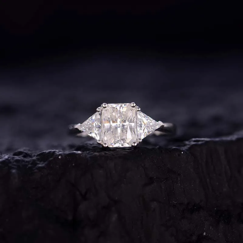 SONGYUN Moissanite Diamond Jewelry Women Luxury 925 Sterling Silver 18K Gold Plated Ring 6x8mm Triangular Radiant Cut Moissanite