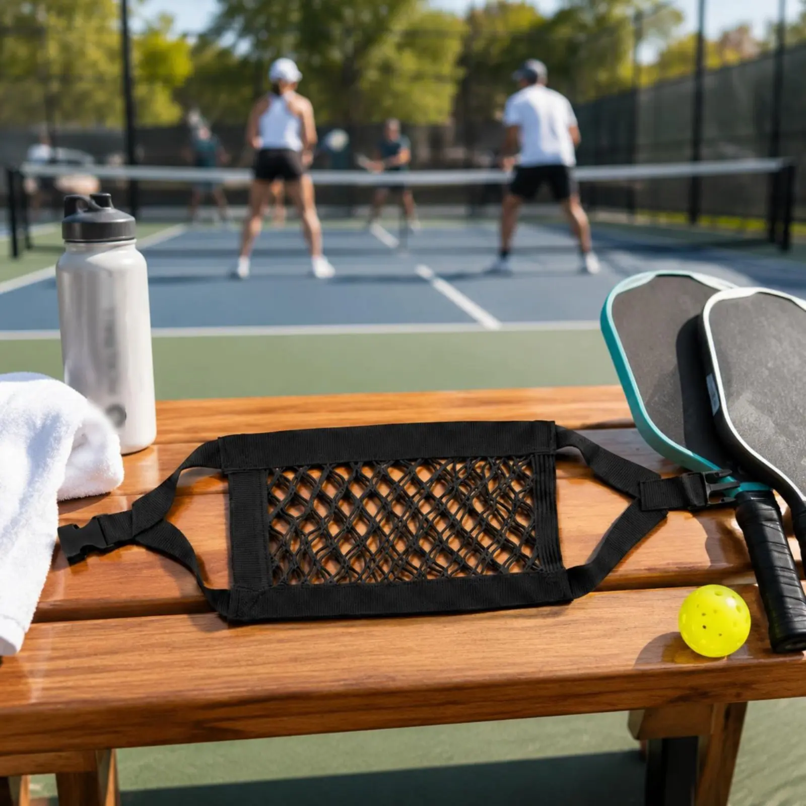 Mesh Ball Pouch High Elasticity Pickleball Ball Holder Pickleball Net Bag Easy to Install Sports Storage Hook and Loop Straps