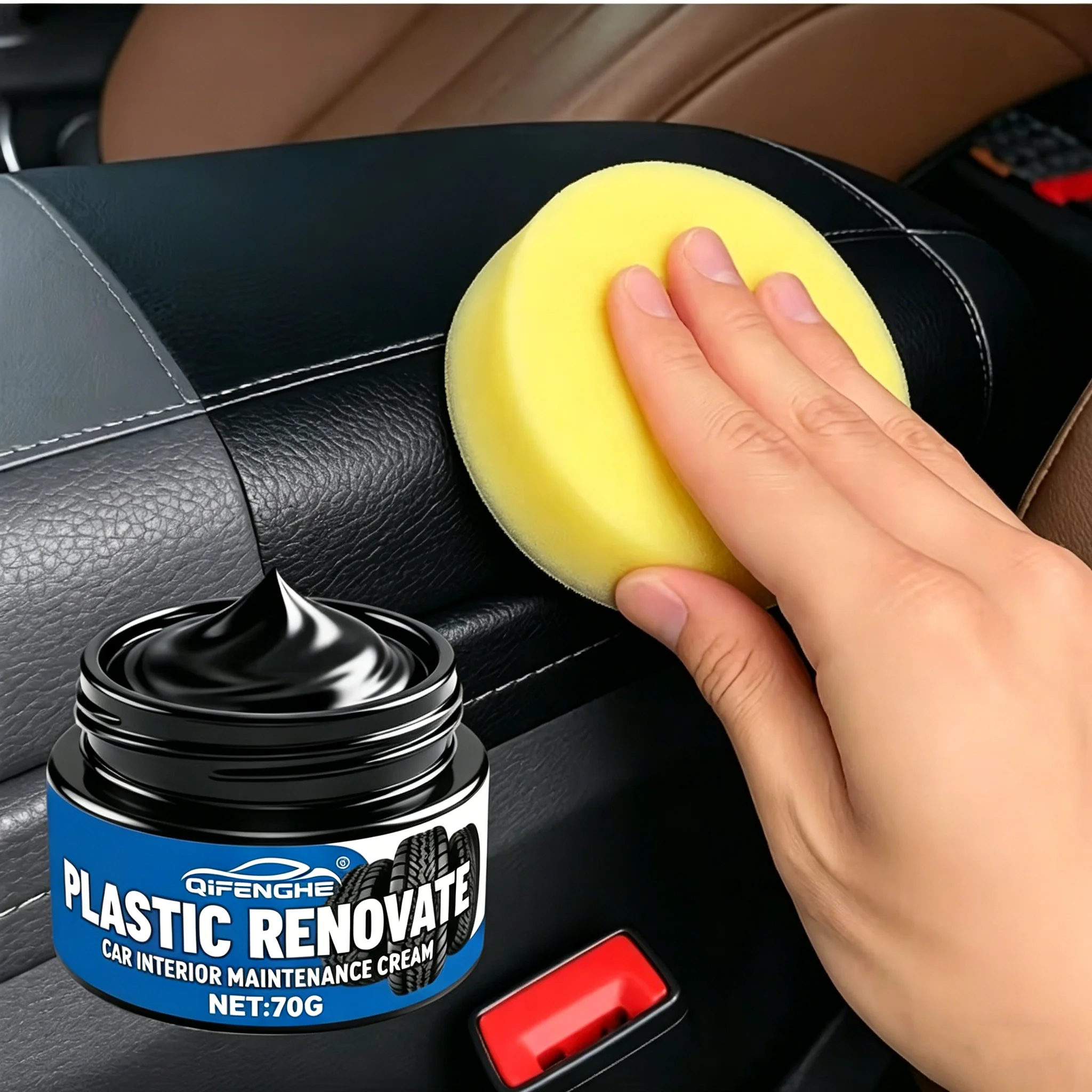 Car Plastic Renovate Cream, Auto Plastic Parts Restorer with Persistent Brightness, Car Interior Maintenance Cream for Dashboard
