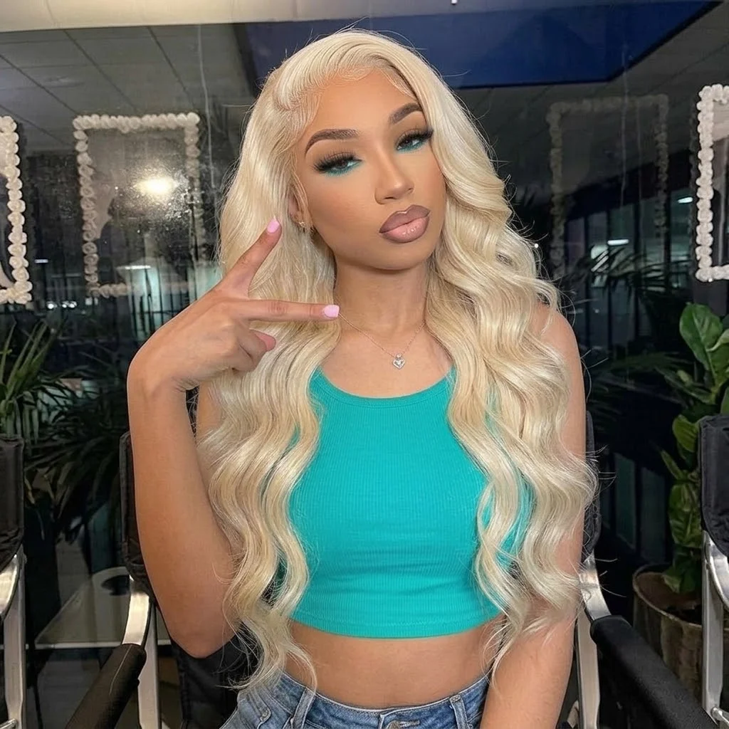 250% 220% 200% Density Body Wave Human Hair 13x4 13x6 613 Blonde Colored Lace Front Wig Transparent Lace Frontal Wigs Straight Brazilian Hair Pre Plucked Wig