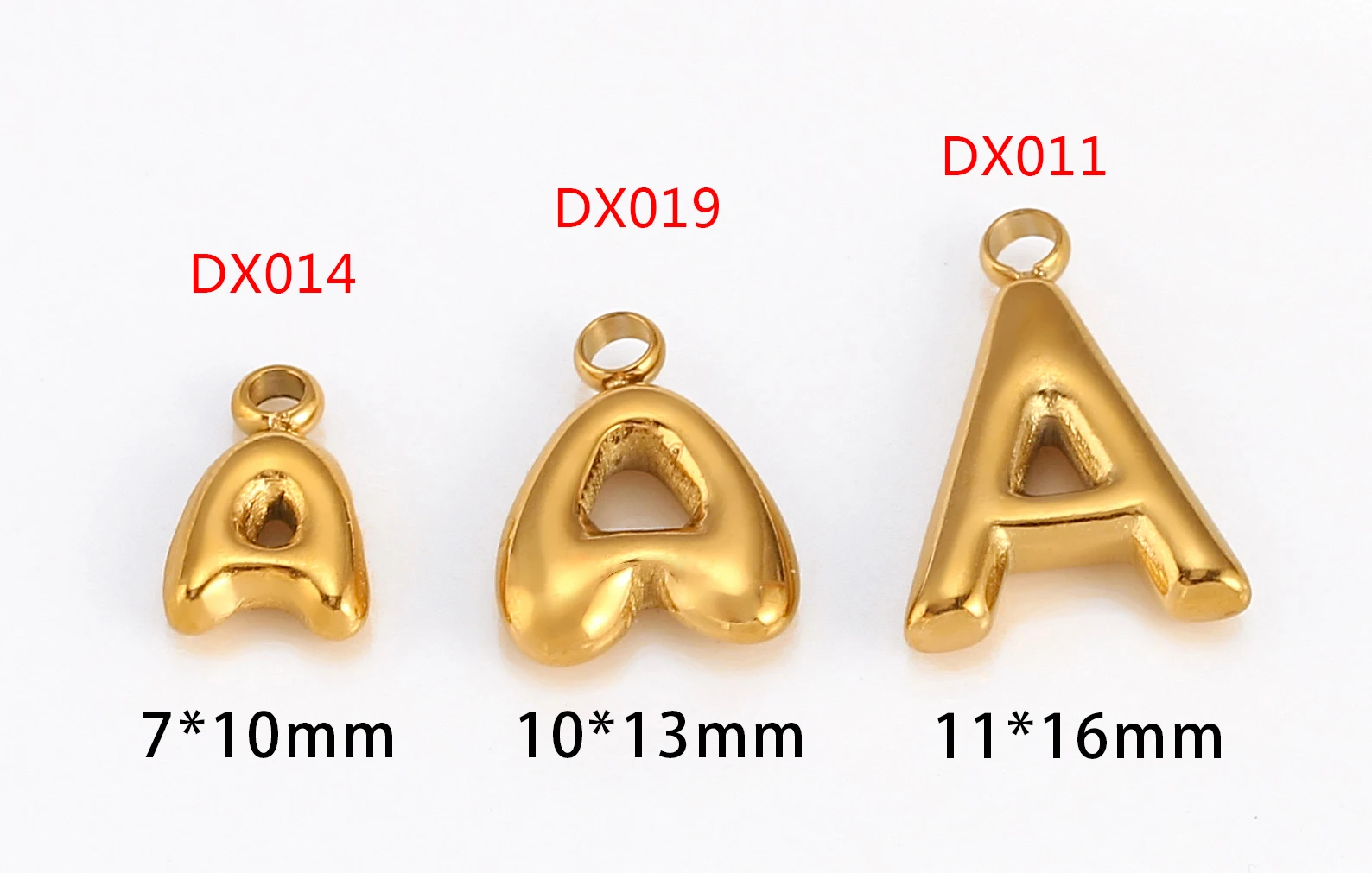 3 Stücke Blase Buchstaben Charms Fadeless Gold Farbe PVD Überzogene Ballon Alphabet A-Z Anhänger DIY Initial Halsketten Frauen Schmuck Machen – Detail 2