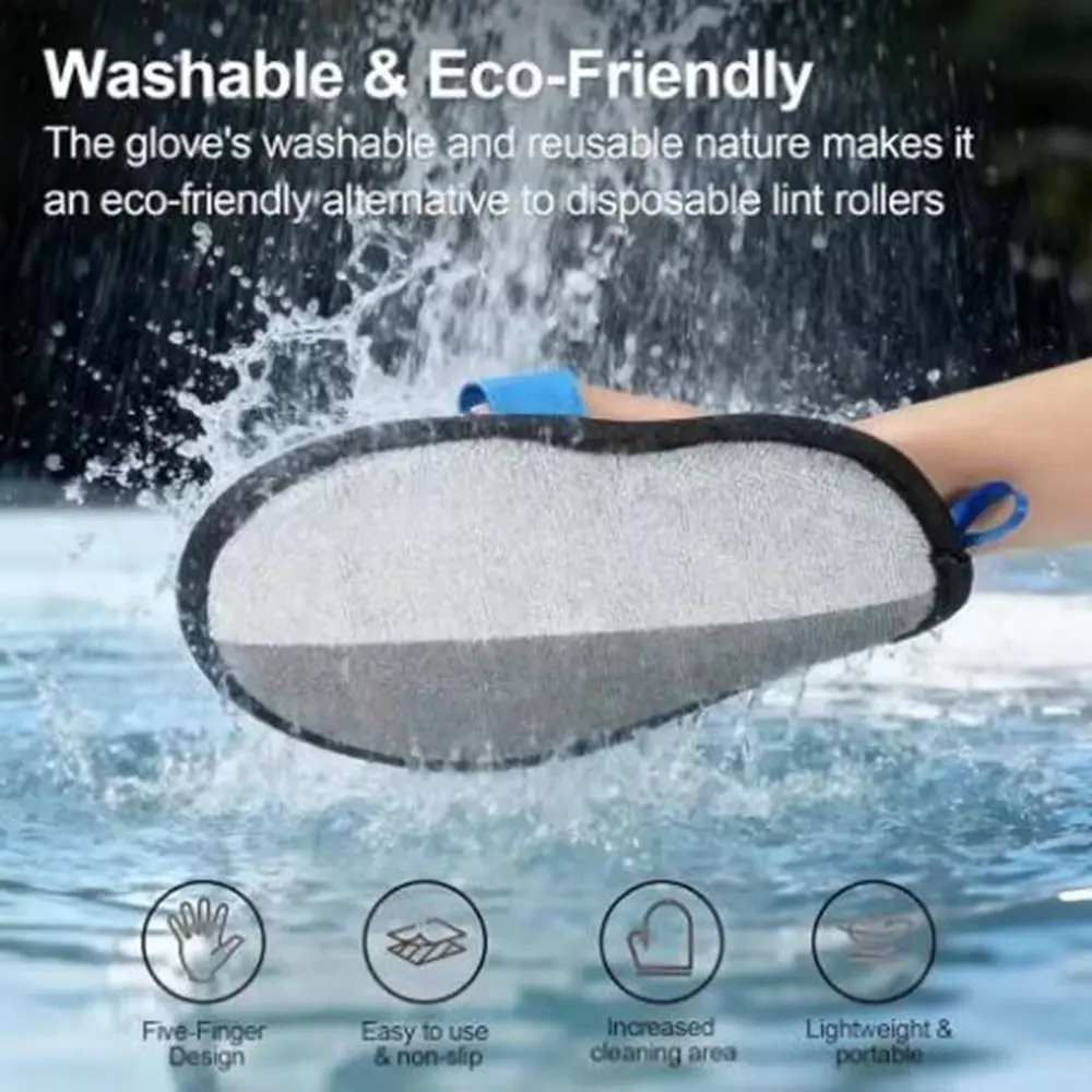 

Cloth Pet Hair Removal Glove Hangable Reusable Dog Animal Hair Remover Tool with Massage Function Two-Way Puppy Shedding Gloves