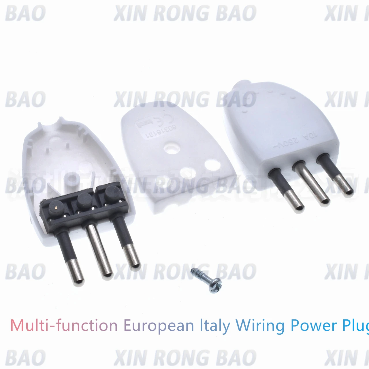 

10A Multi-function European Italy Wiring Power Plug 3pin Removable 90angle 180angle EU Convert Plug Power Cable Connector Type L