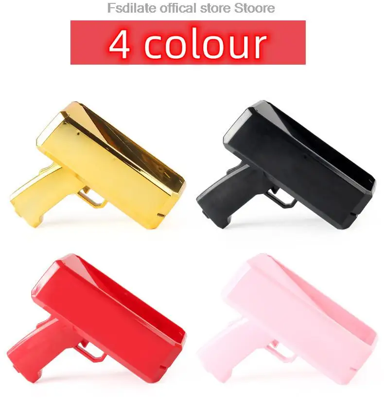 Banknote gun Party Games Pistol Party toys Games Cash Cannon Funny toys gun for banknotes Wedding Golden 100pcs fake money bills