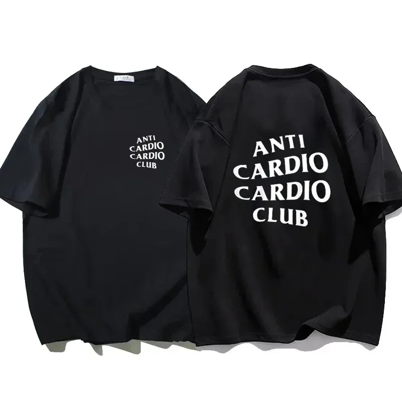 

Abbigliamento uomo Plus Size Anti Cardio Club T Shirt palestra vita lettera stampa T-Shirt cotone Tshirt donna Oversize maschio