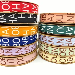 2 Yards 25mm 38mm High Quality Printed Letter Ribbon Polyester Cotton Gift Wrapping Wedding Decoration Hair Bows DIY