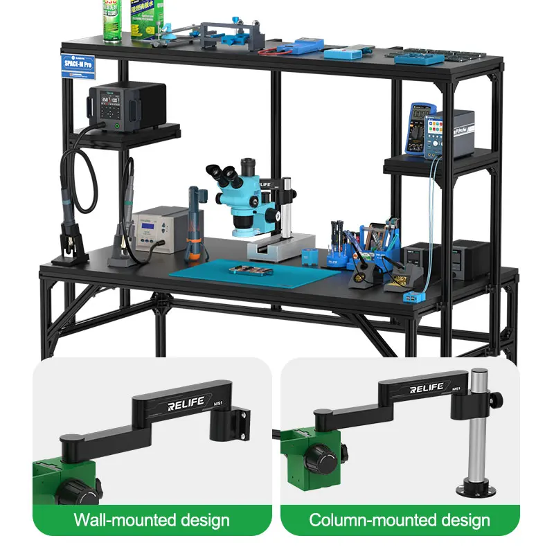 RELIFE MS1 360° Rotating Folding Stand Swing Arm Wall-mountable Upright Compatible for Various Models of Microscopes Repair tool