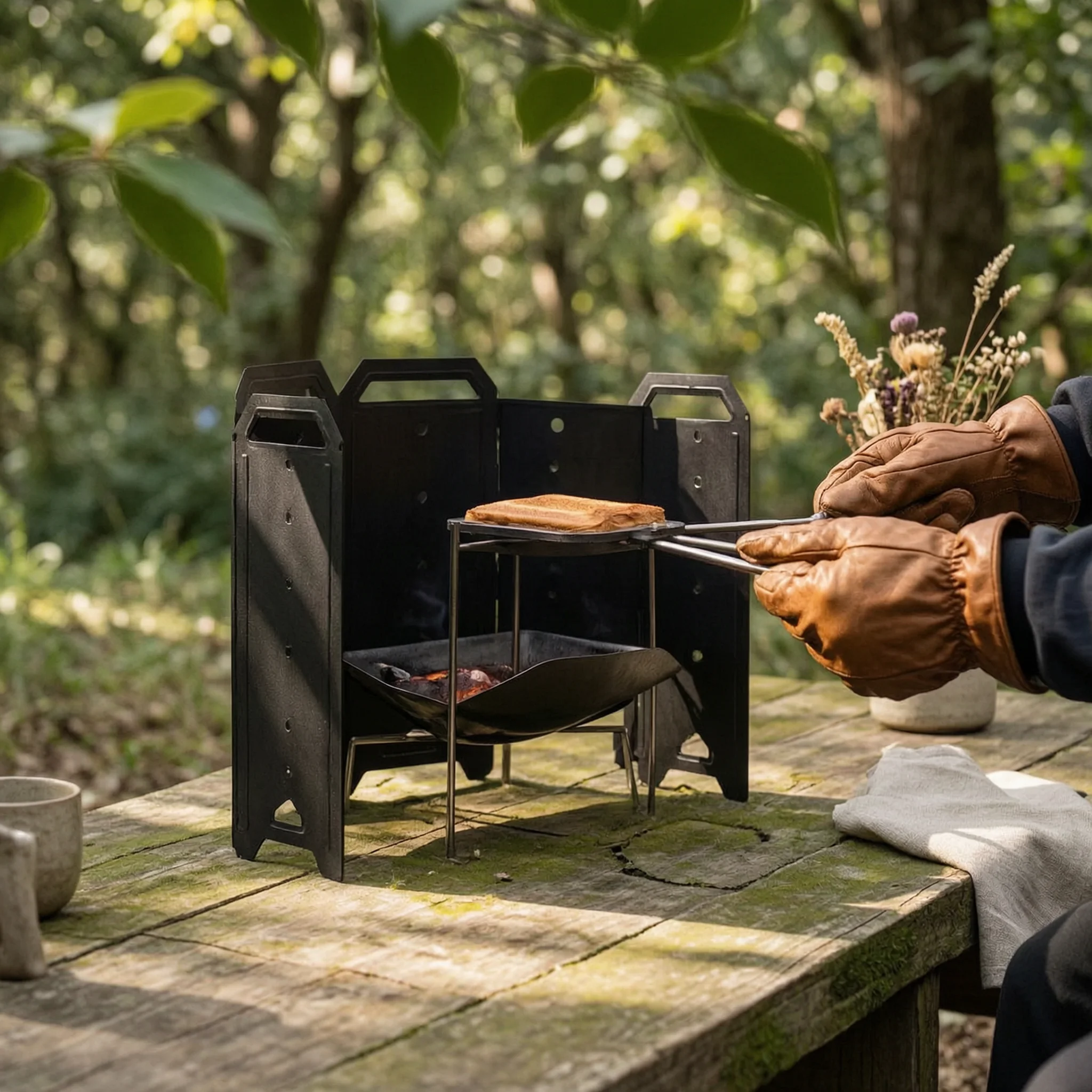 Foldable Fire Fireplace Windscreen Ventilated Wood Heater Windscreen 8-Panel Metal Screen Carry Handles Heater Wind Barrier