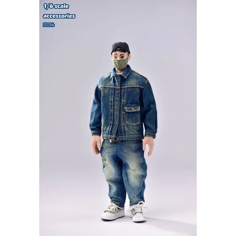 Trickyman12 1/6 Scale Trendy Street Hip Hop Denim Jacket Pant Sweatshirt Shoes Clothes for 12