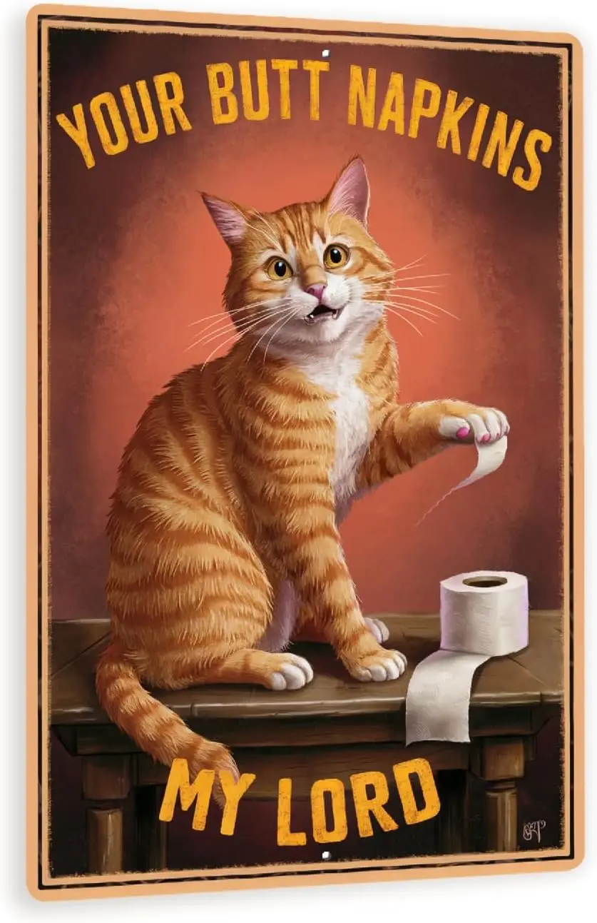 Funny Vintage-Style Cat Sign - 