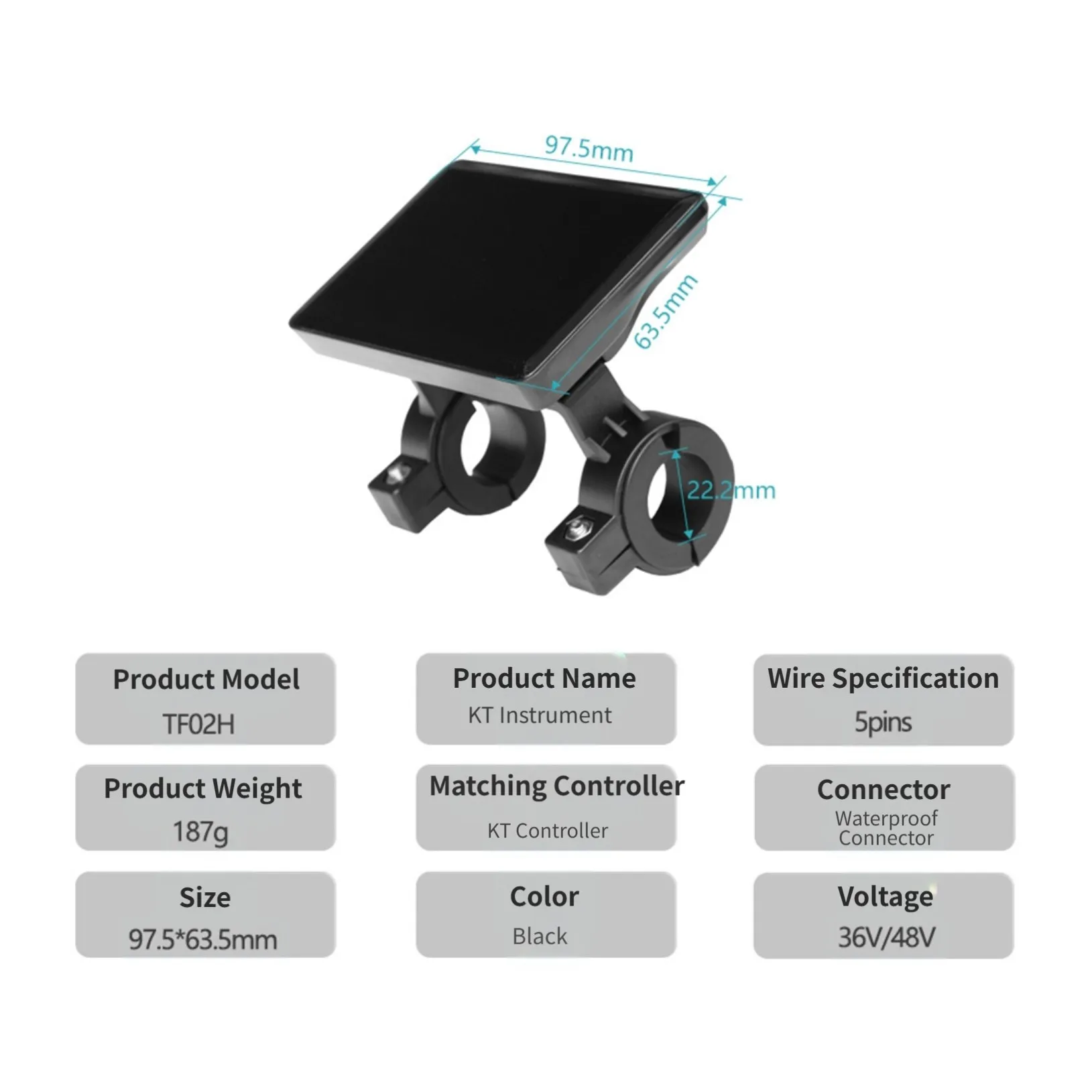 

36V 48V Electric Bicycle LCD Display for KT Controller TF02H with Waterproof Connector and Real Time Speed Display