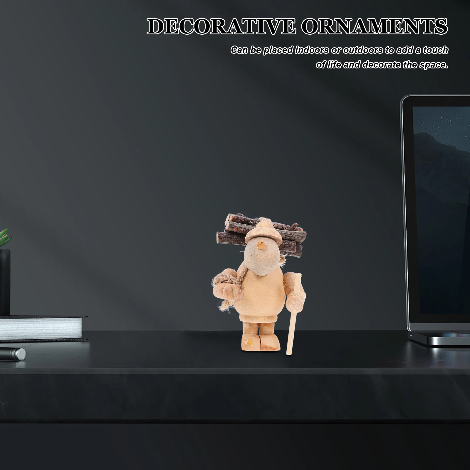 

Mini Decor Wood Material Cartoon Style Decorative Ornament for Home Garden Yard Desktop Flowerpot