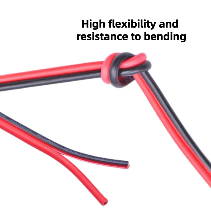 1-100M RVB 2-Wire Flat Twin Electric Cable Red Black 0.3/0.5/0.75/1/1.5/2.5mm² Copper Strand Vehicle Wire Automotive Power Cable