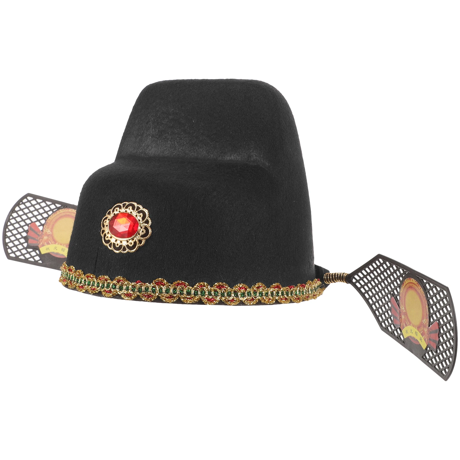 

Ancient Chinese Hats Confucian Scholar Cap Non Woven Fabric Mens Cosplay Hat Prop Stage Performance Party Festive Headgear Retro