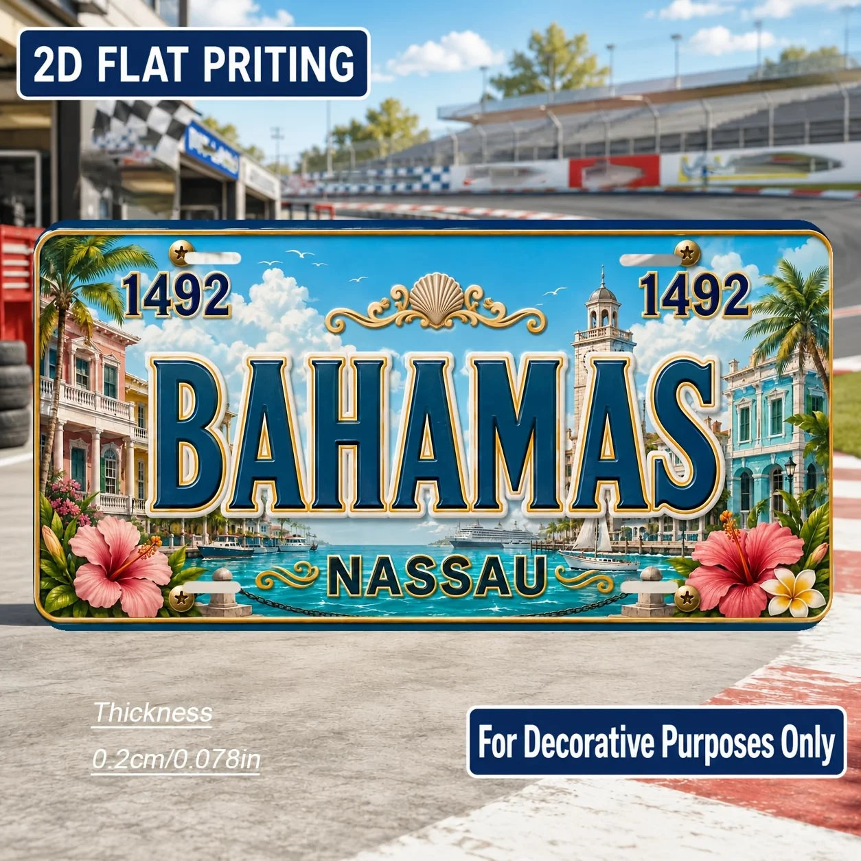2D Flat, [2D Flat] 2D Flat Print, 1pc, Bahamas Islands Themed Vintage Sign, Home Decor, Birthday Gift, Vintage Wall Art, Indu