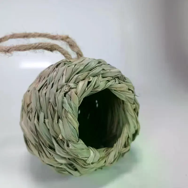 10/12/14cm Birds Nest Bird Cage Grass Egg Cage Bird House Outdoor Decorative Weaved Hanging Parrot Nest Houses Pet Bedroom view 2