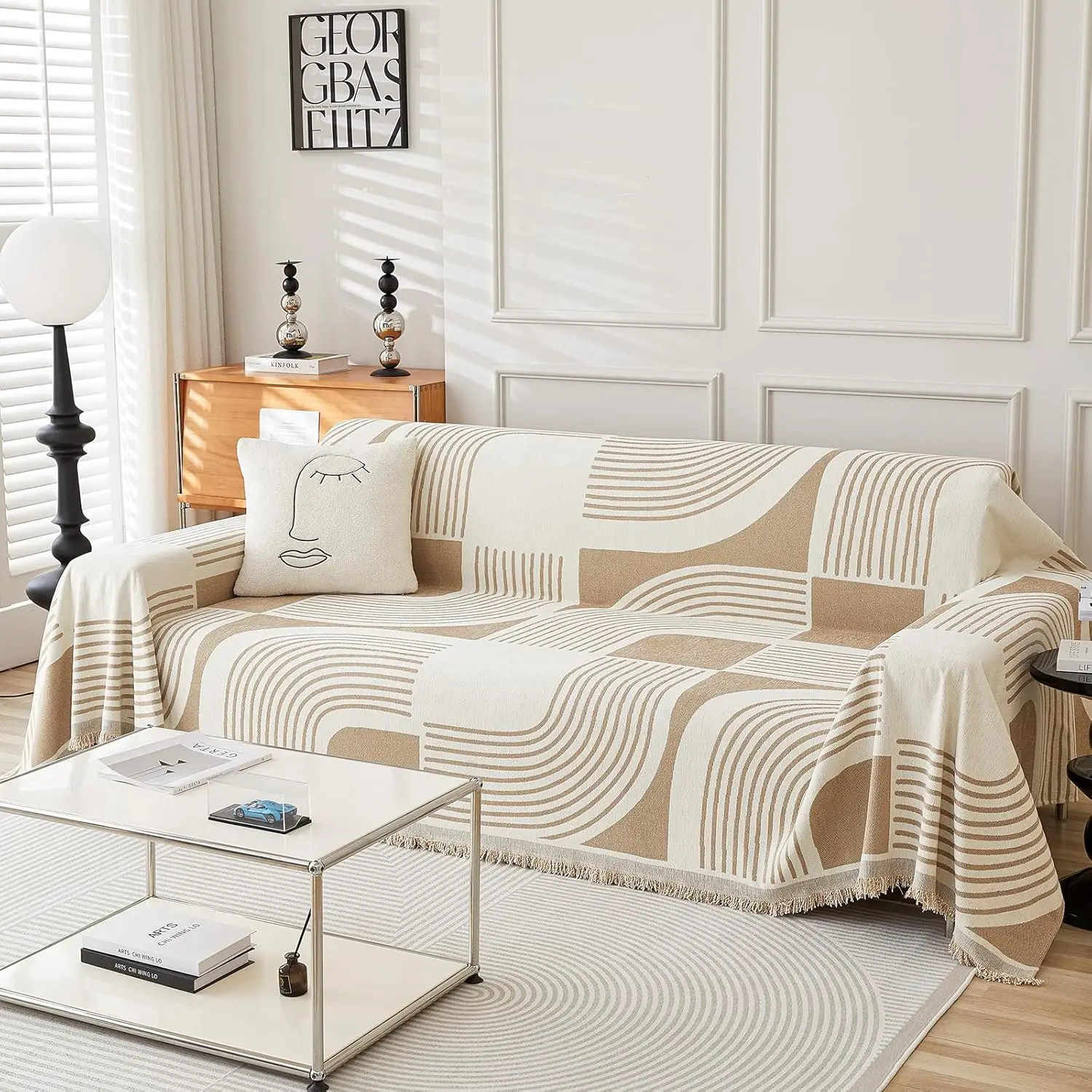 

Чехол для дивана в стиле бохо из шенилла, моющийся, для защиты от домашних животных, подходит для диванов с 3 подушками, секционных диванов, кушеток (71x102 дюйма, цвет хаки)