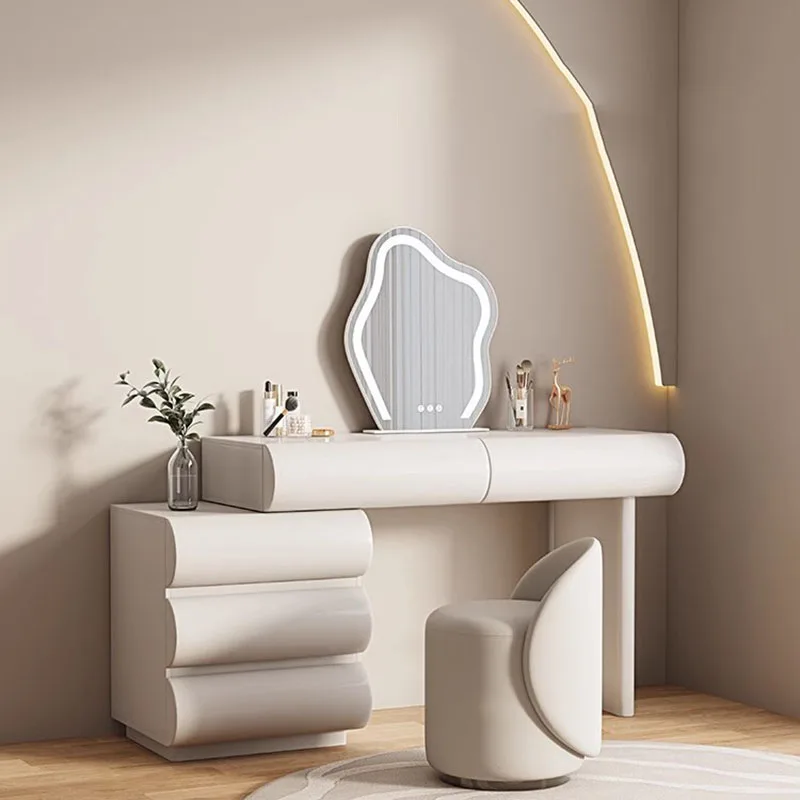 الغرور منضدة الزينة بغرفة النوم مرآة الغرور المنظم الأبيض جواهر خلع الملابس الأبيض Tocador Maquillaje أثاث غرفة نوم #1