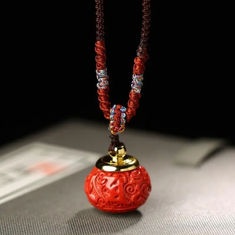 Natural Cinnabar Purple Gold Sand Avalokitesvara Pendant Men and Women Cinnabar Animal Year Necklace Lucky Red Rope Amulet