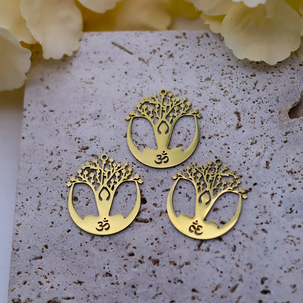 3 قطعة شجرة الحياة بوذا الفولاذ المقاوم للصدأ قلادة جالبة للحظ لصنع المجوهرات قلادة التمائم Yogo diy النتائج اليدوية السائبة
