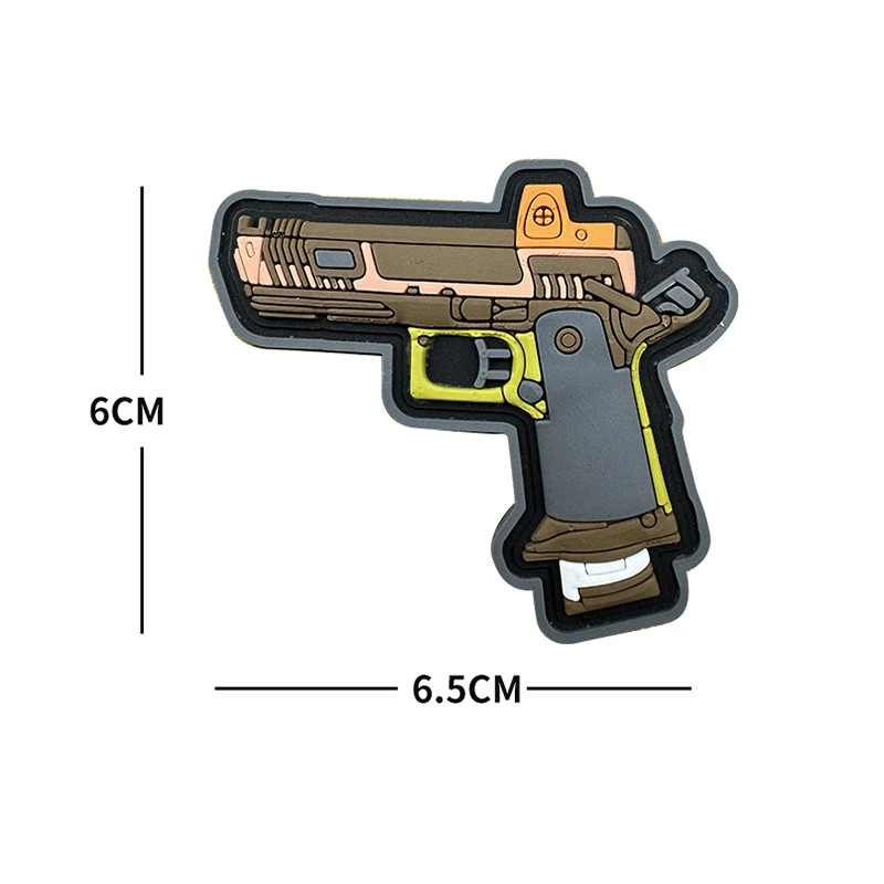 NEW Q Version pistol patches hook PVC GUN Badges Soft Rubber Tactical Patch For Clothing Bag DIY Accessories