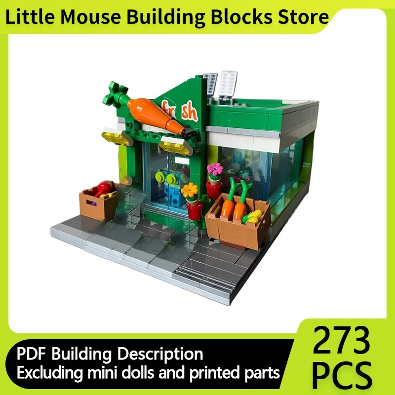 

City Street View Model MOC Building Bricks Grocery Store Modular Technology Gifts Holiday Assemble Children Toys Suit