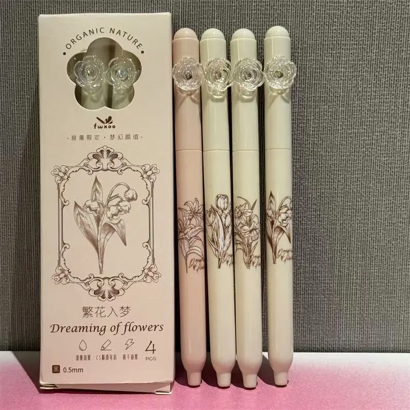 

Романтическая гелевая ручка с цветком розы, креативная вращающаяся быстросохнущая черная гелевая ручка 0,5 мм для школьников, письменные принадлежности, канцелярские принадлежности