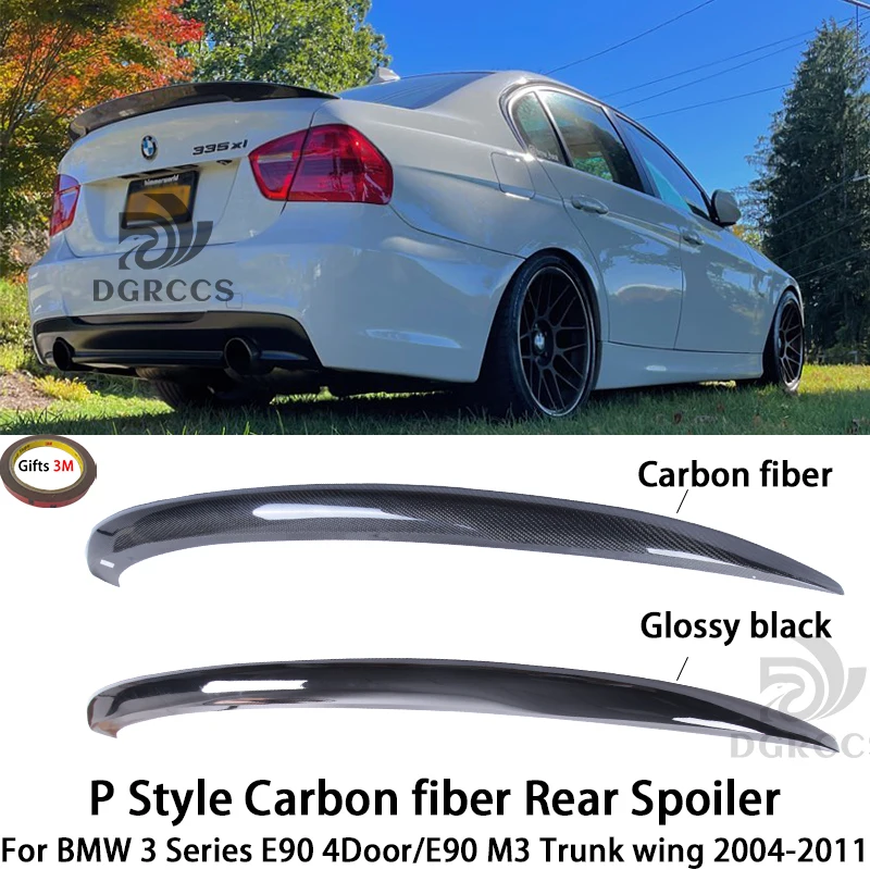 

For BMW 3 Series E90 4Door/E90 M3 P Style Carbon fiber Rear Spoiler Trunk wing 2004-2011 Carbon fiber Glossy black