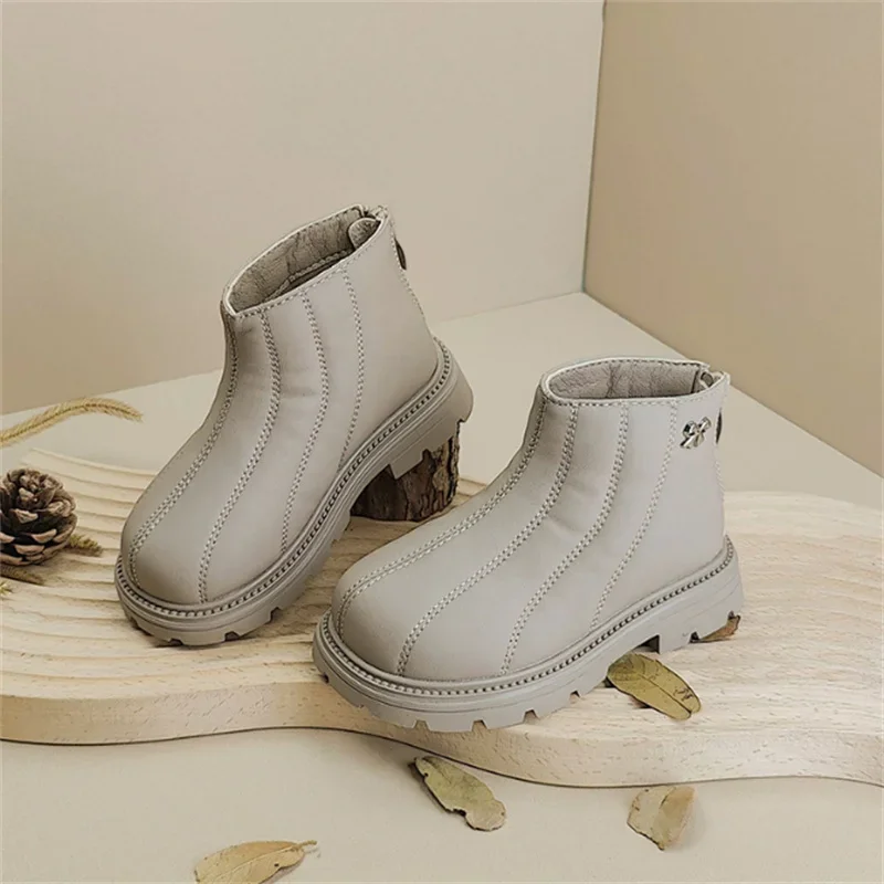 2022 Winter Baby Shoes Warm Plush Toddler Boys Cotton Shoes Rubber Sole Outdoor Girls Tennis Fashion Little Kids Boot