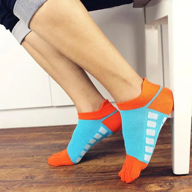 Five Finger Socks Summer Breathable Mesh Deodorization Cotton Thin Men Heel Protection Socks Split Toe Socks